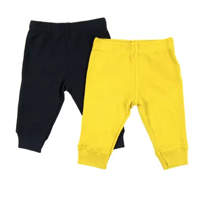 Leveret Baby Navy Crawling Pant And Colored Legging In Yellow