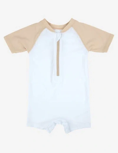 Leveret Kids'  Baby One-piece Rashguard, Upf 50+ Sun Protection Swimwear In Brown