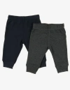 Leveret Kids'  Baby Pants & Leggings Set, Navy Crawling Pant + Colored Legging In Black