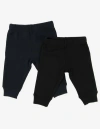 Leveret Kids'  Baby Pants & Leggings Set, Navy Crawling Pant + Colored Legging In Black