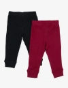 Leveret Kids'  Baby Pants & Leggings Set, Navy Crawling Pant + Colored Legging In Burgundy