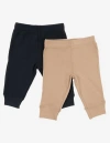 Leveret Kids'  Baby Pants & Leggings Set, Navy Crawling Pant + Colored Legging In Neutral