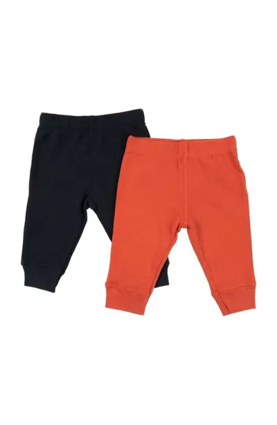 Leveret Kids'  Baby Pants & Leggings Set, Navy Crawling Pant + Colored Legging In Orange