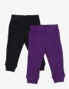 Leveret Baby Pants & Leggings Set, Navy Crawling Pant + Colored Legging In Purple