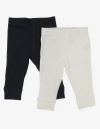 Leveret Kids'  Baby Pants & Leggings Set, Navy Crawling Pant + Colored Legging In White
