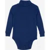 Leveret Kids'  Baby Turtleneck Bodysuit, Cotton Long Sleeve In Blue