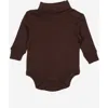 Leveret Kids'  Baby Turtleneck Bodysuit, Cotton Long Sleeve In Brown