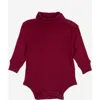 Leveret Kids'  Baby Turtleneck Bodysuit, Cotton Long Sleeve In Burgundy