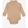 Leveret Kids'  Baby Turtleneck Bodysuit, Cotton Long Sleeve In Neutral