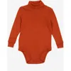 Leveret Kids'  Baby Turtleneck Bodysuit, Cotton Long Sleeve In Orange