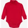 Leveret Baby Turtleneck Bodysuit, Cotton Long Sleeve In Red