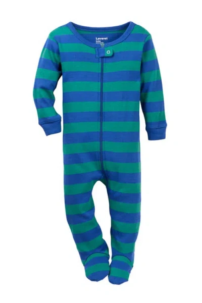 Leveret Babies'  Blue Green Stripe Footed Sleeper In Multi
