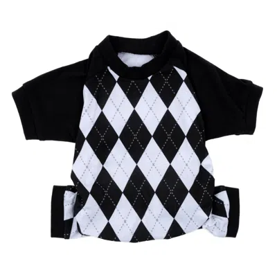 Leveret Christmas Dog Cotton Pajamas Argyle In Black