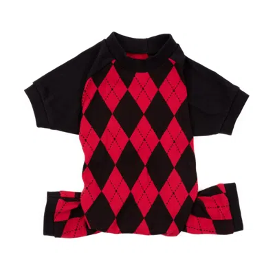 Leveret Christmas Dog Cotton Pajamas Argyle In Black