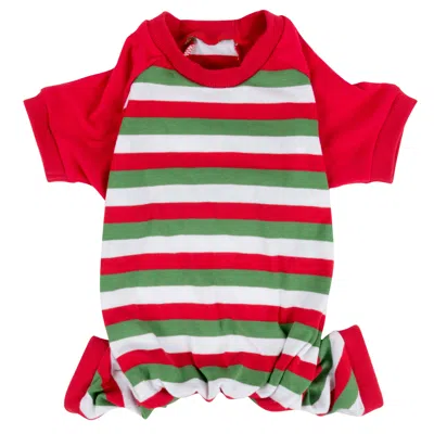 Leveret Christmas Dog Cotton Pajamas Striped In Red