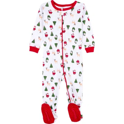 Leveret Babies'  Christmas Footed Pajamas In White