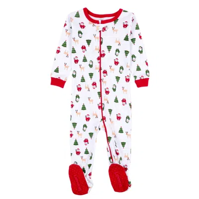 Leveret Christmas Kids Footed Cotton Pajamas Icons In Multi