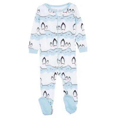 Leveret Babies' Christmas Kids Footed Cotton Pajamas Penguin In Multi