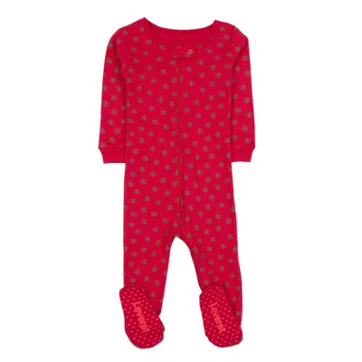 Leveret Christmas Kids Footed Cotton Pajamas Snowflake In Grey