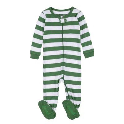 Leveret Christmas Kids Footed Cotton Pajamas Striped In Brown