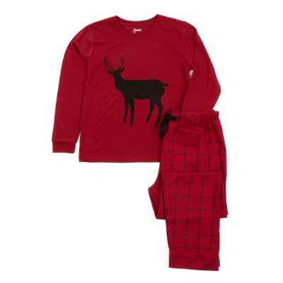 Leveret Christmas Kids Pajamas Poly Top And Flannel Pants Reindeer In Multi