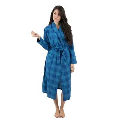 Leveret Christmas Womens Flannel Robe Plaid In Blue