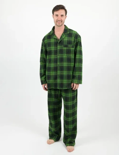 Leveret Cotton Flannel Printed Holiday Pajama Set In Green
