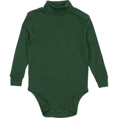 Leveret Kids'  Cotton Neutral Solid Turtleneck Bodysuit In Green