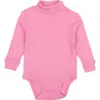 Leveret Kids'  Cotton Neutral Solid Turtleneck Bodysuit In Pink