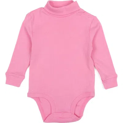 Leveret Kids'  Cotton Neutral Solid Turtleneck Bodysuit In Pink