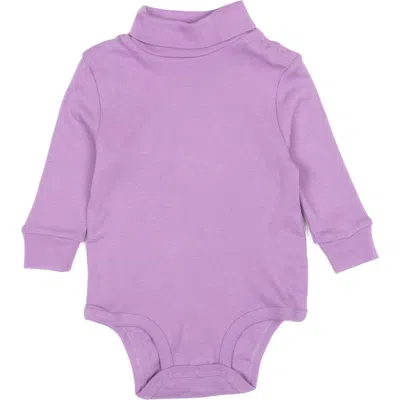 Leveret Kids'  Cotton Neutral Solid Turtleneck Bodysuit In Purple