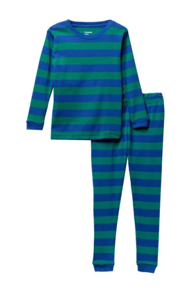 Leveret Kids'  Cotton Two-piece Pajamas, Stripes, Solids & Tie Dye In Blue
