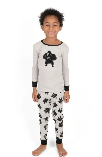 Leveret Kids'  Cotton Two-piece Printed Pajamas, Animals & Characters In Gray