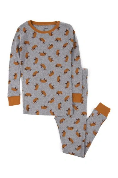 Leveret Kids'  Cotton Two-piece Printed Pajamas, Animals & Characters In Gray