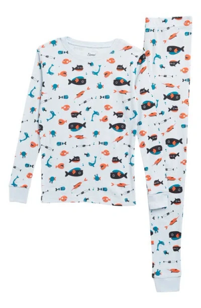 Leveret Kids'  Cotton Two-piece Printed Pajamas, Animals & Characters In Blue