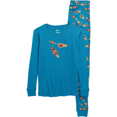 Leveret Kids'  Cotton Two-piece Printed Pajamas, Vehicles & Machines In Blue