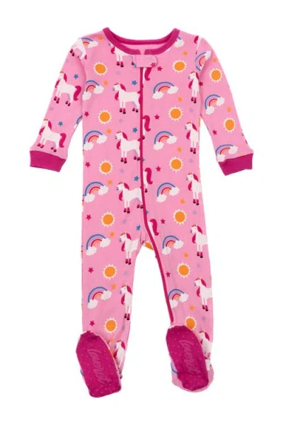 Leveret Babies'  Cotton Unicorn Footed Pajamas In Transparent