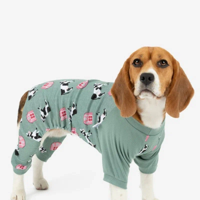 Leveret Dog Blue Cow Pajamas In Green