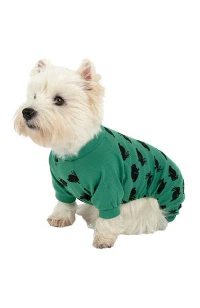 Leveret Dog Cotton Easter Matching Family Holiday Pajamas, Bunny Prints In Green