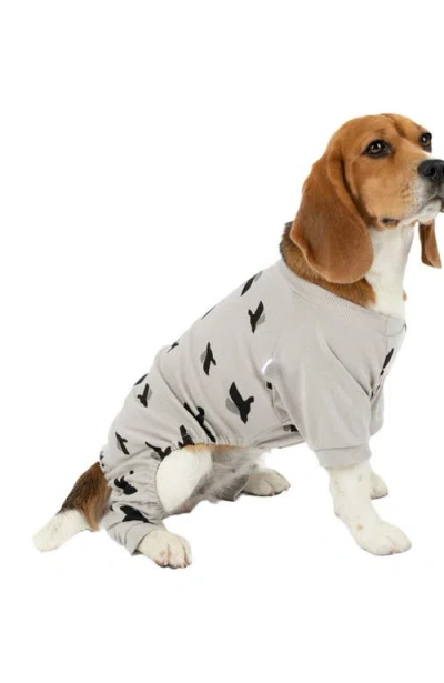 Leveret Dog Cotton Matching Family Pajamas, Animals & Paw Prints In Gray