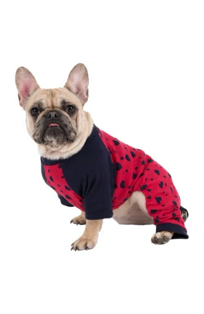 Leveret Dog Cotton Matching Family Pajamas, Animals & Paw Prints In Red