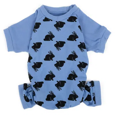 Leveret Dog Cotton Pajamas Bunny Blue In White