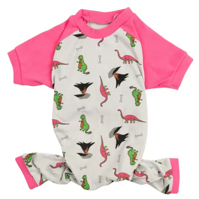 Leveret Dog Cotton Pajamas Dinosaur Gray In Yellow