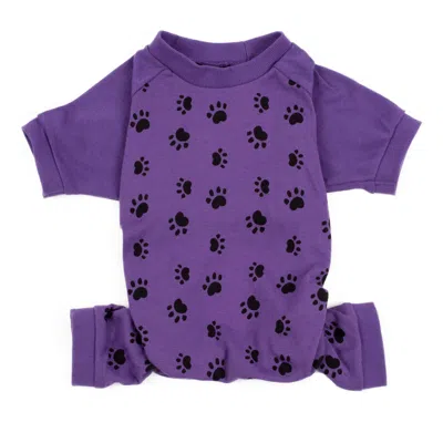 Leveret Dog Cotton Pajamas Dog Paw Purple In Blue