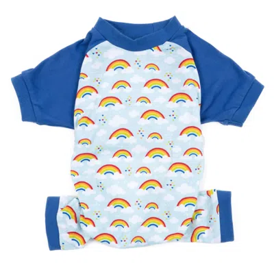 Leveret Dog Cotton Pajamas Rainbow Blue In Yellow