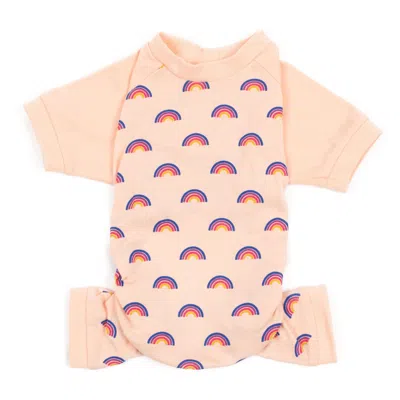 Leveret Dog Cotton Pajamas Rainbow Peach In Pink