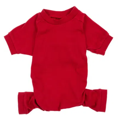 Leveret Dog Cotton Pajamas Solid Color In Red