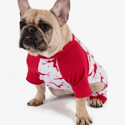Leveret Dog Cotton Reindeer Pajamas In Red