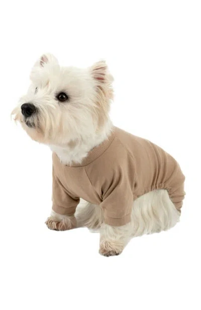 Leveret Dog Cotton Solid Matching Family Pajamas In Neutral