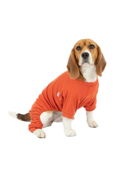 Leveret Dog Cotton Solid Matching Family Pajamas In Orange